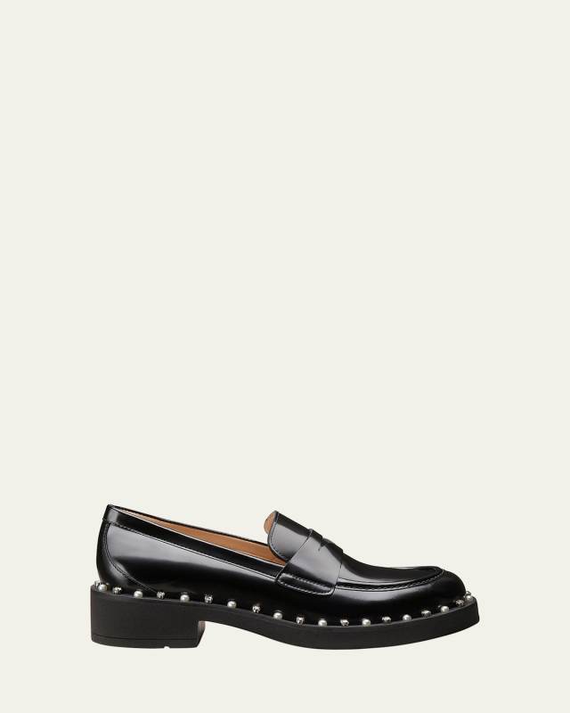 Reverie Leather Pearly Accent Loafers